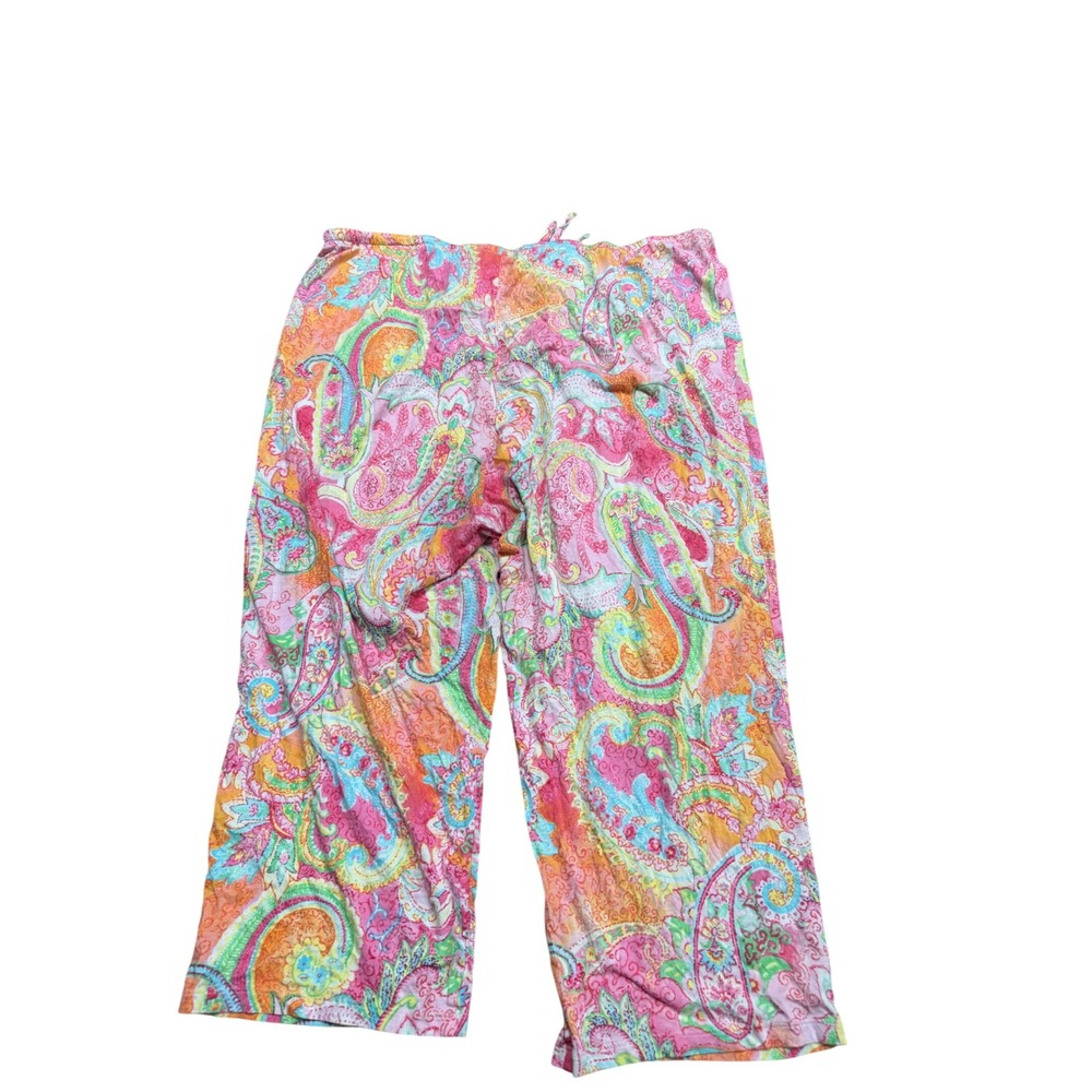Lauren Ralph Lauren Womens XL Pajama Set Pink Paisley Cotton Blend 2pc PJ Set - Picture 7 of 7